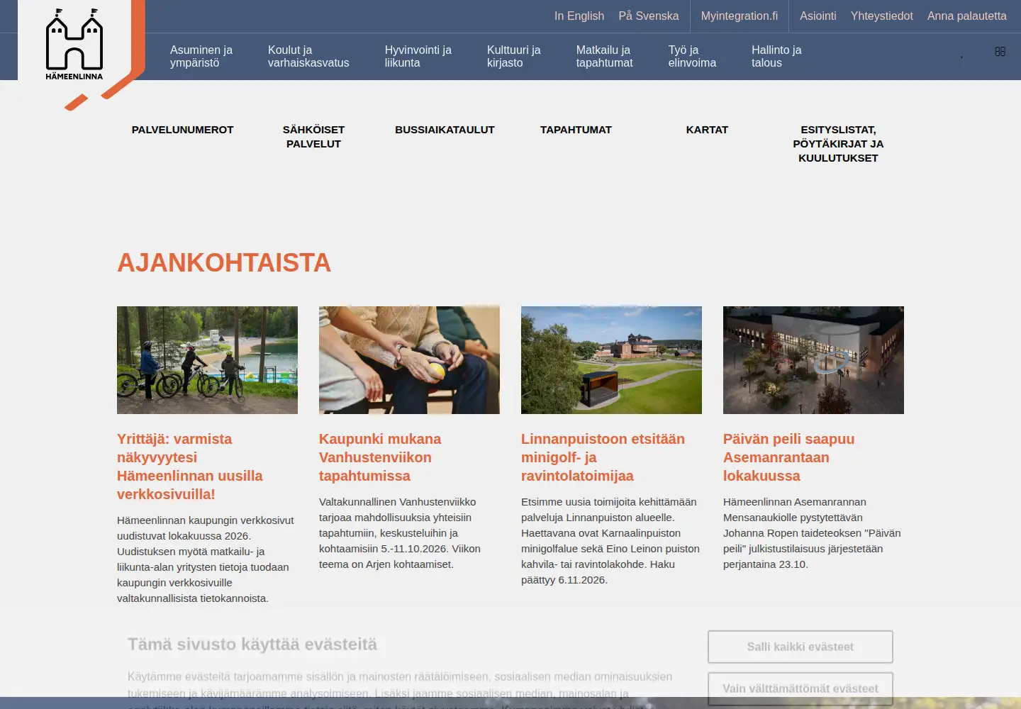 Screenshot of hameenlinna.fi