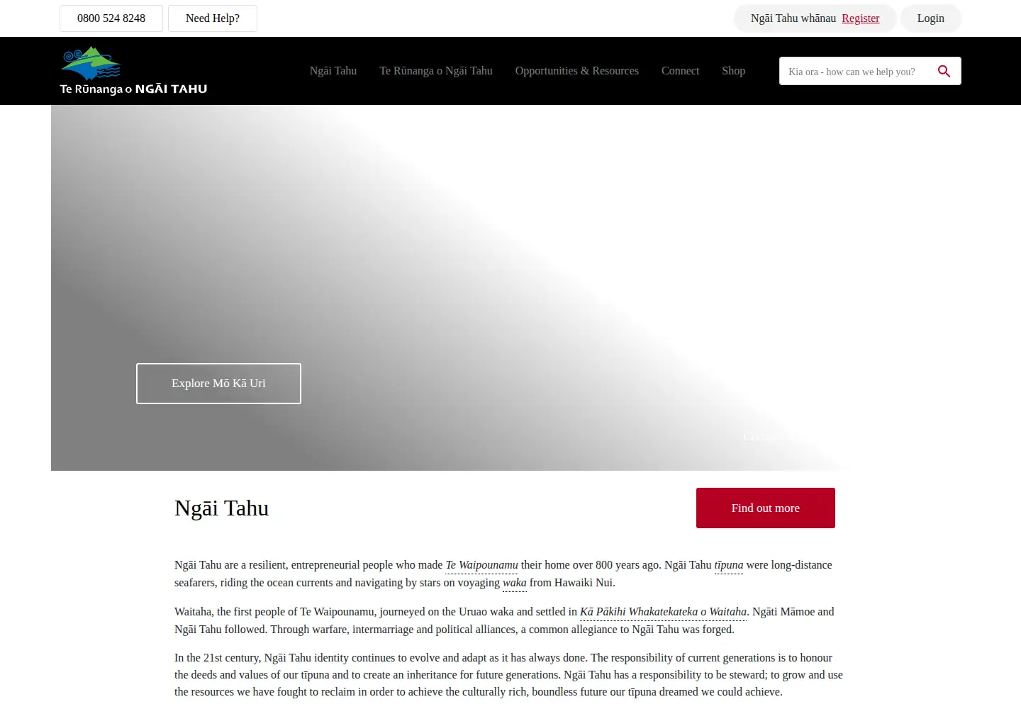Screenshot of ngaitahu.iwi.nz