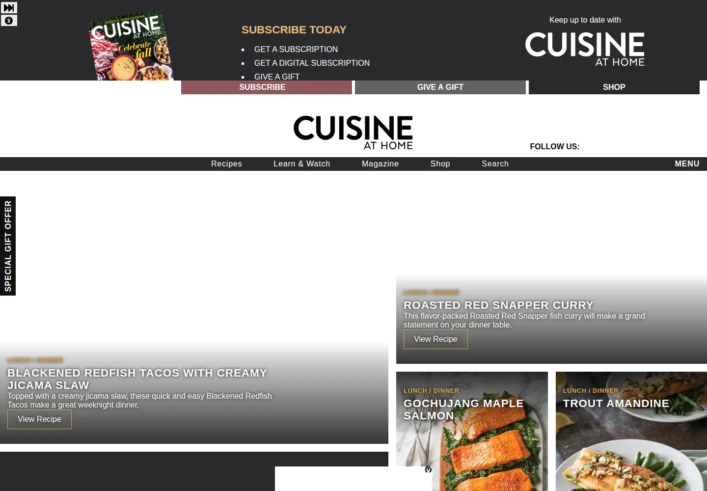 Screenshot of cuisineathome.com