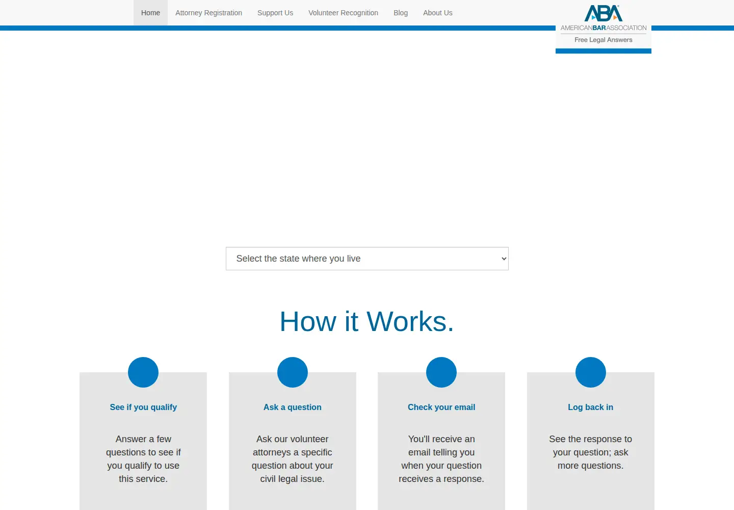 Screenshot of freelegalanswers.org