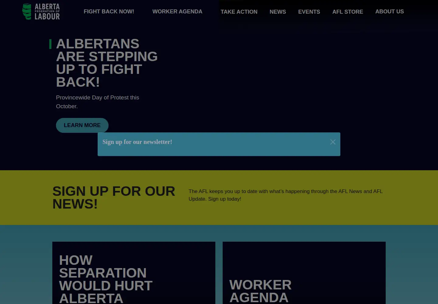 Screenshot of afl.org