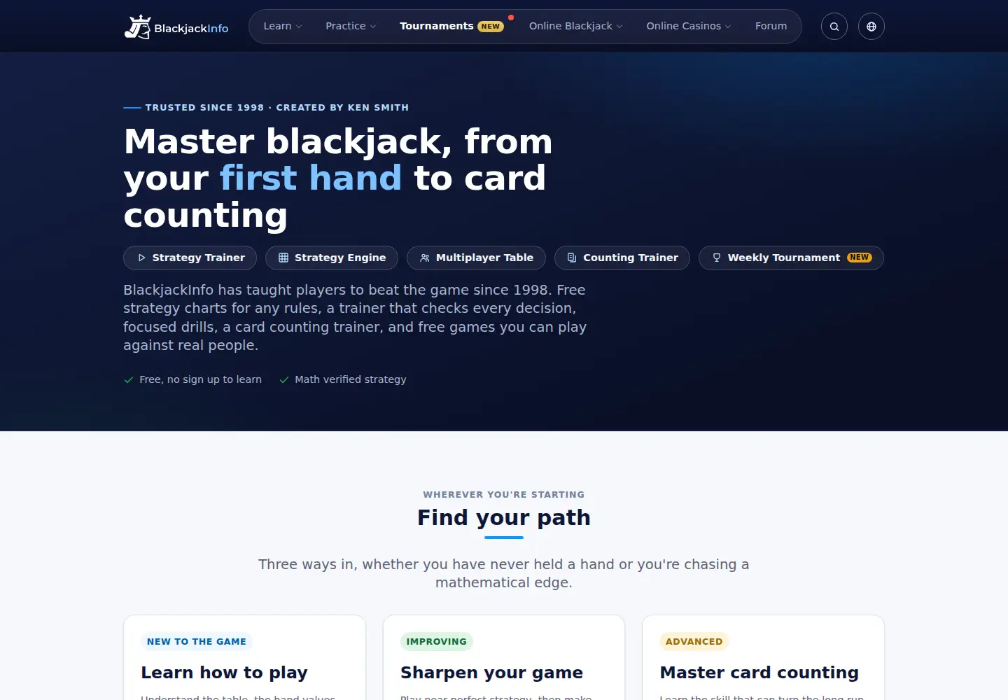 Screenshot of blackjackinfo.com
