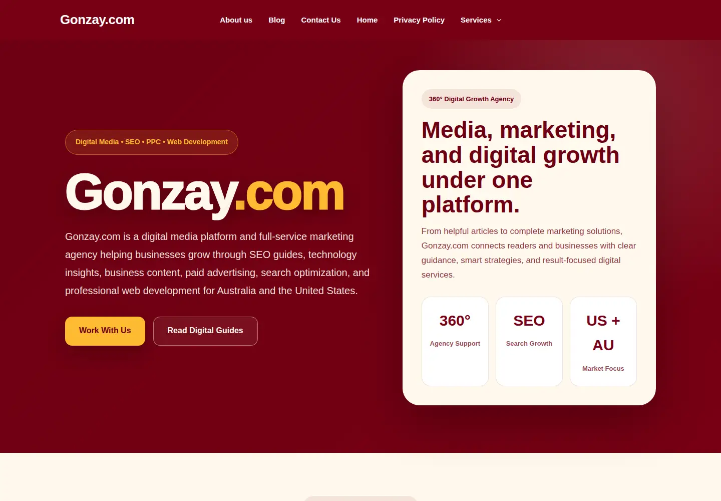 Captured homepage of gonzay.com in the current scan
