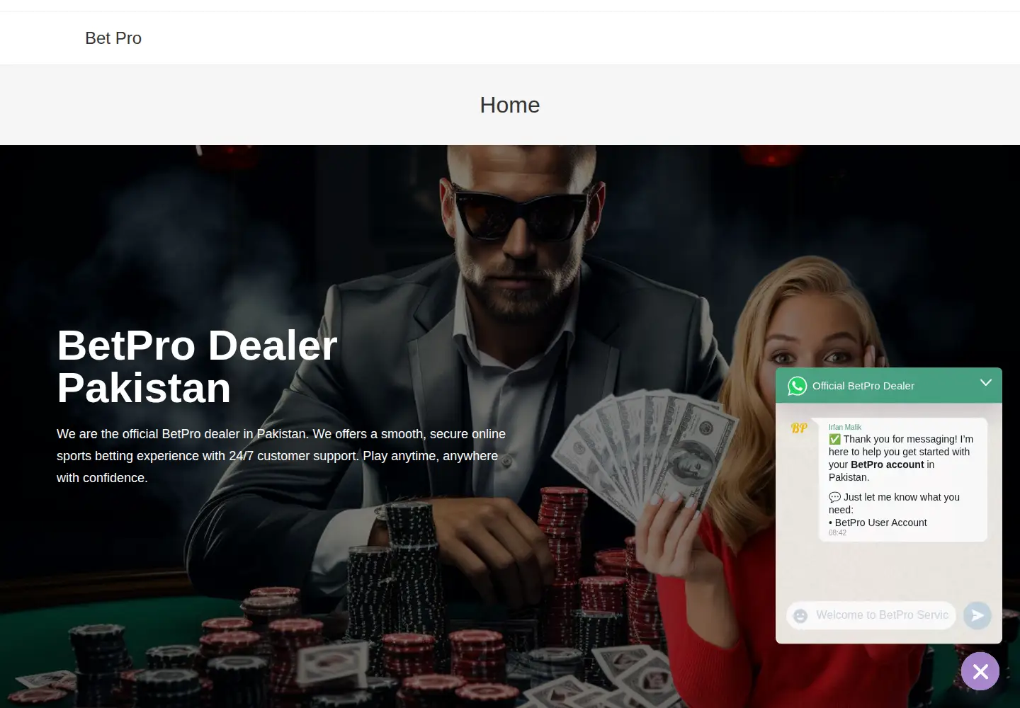 Screenshot of betprodealer.pk