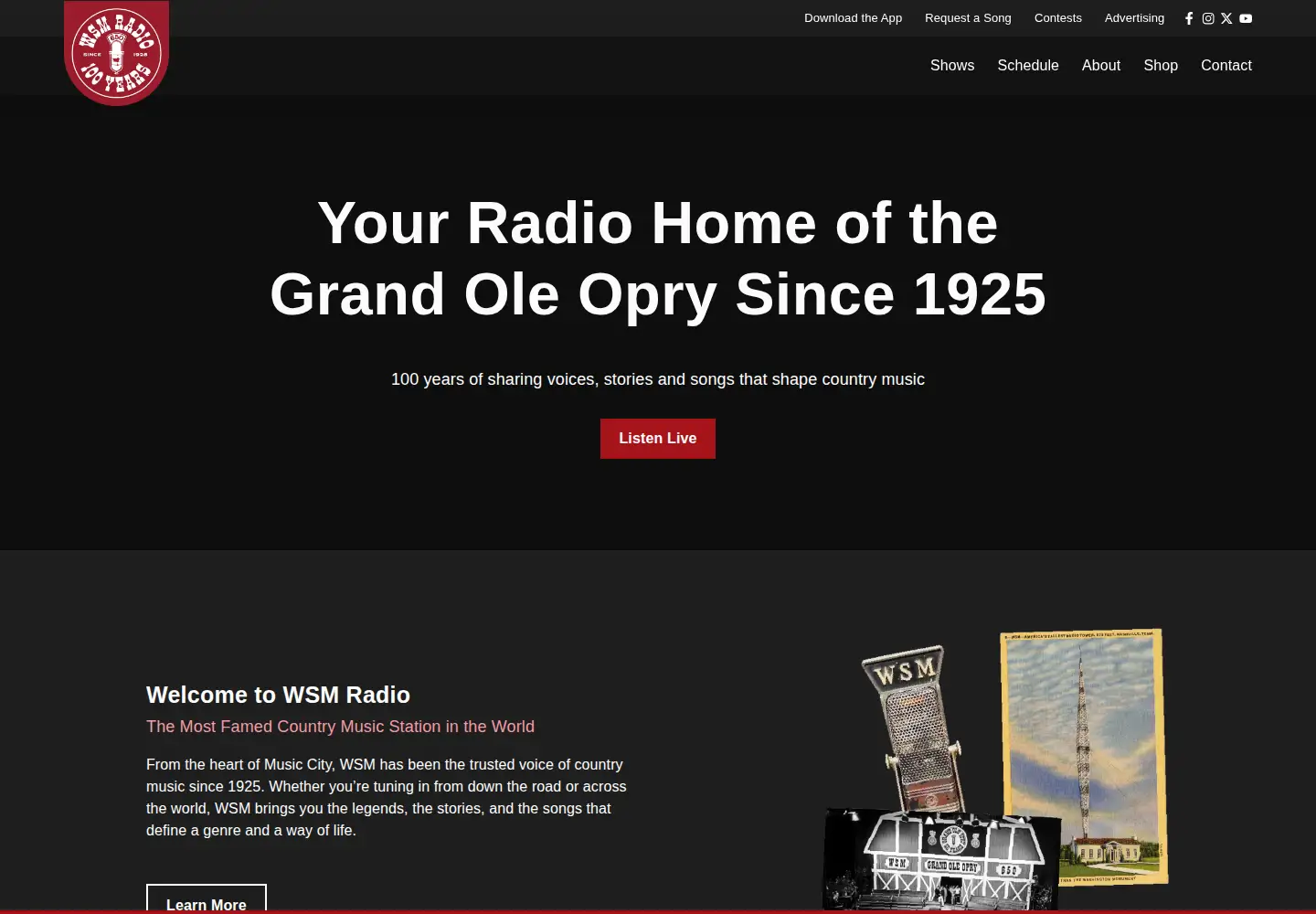 Captured homepage of wsmradio.com in the current scan