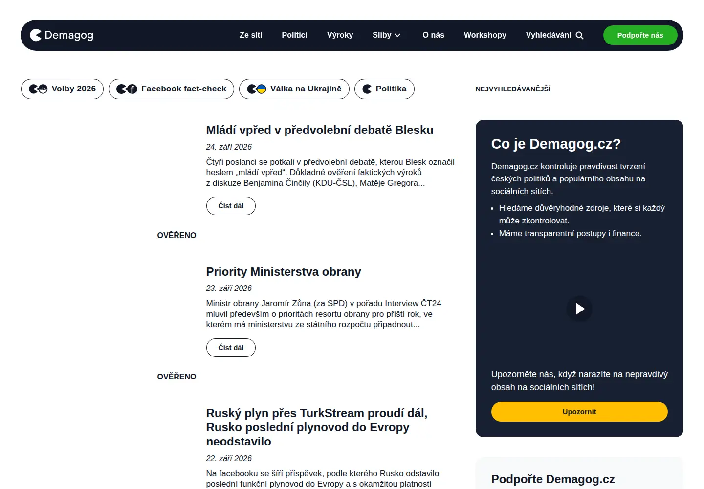 Screenshot of demagog.cz