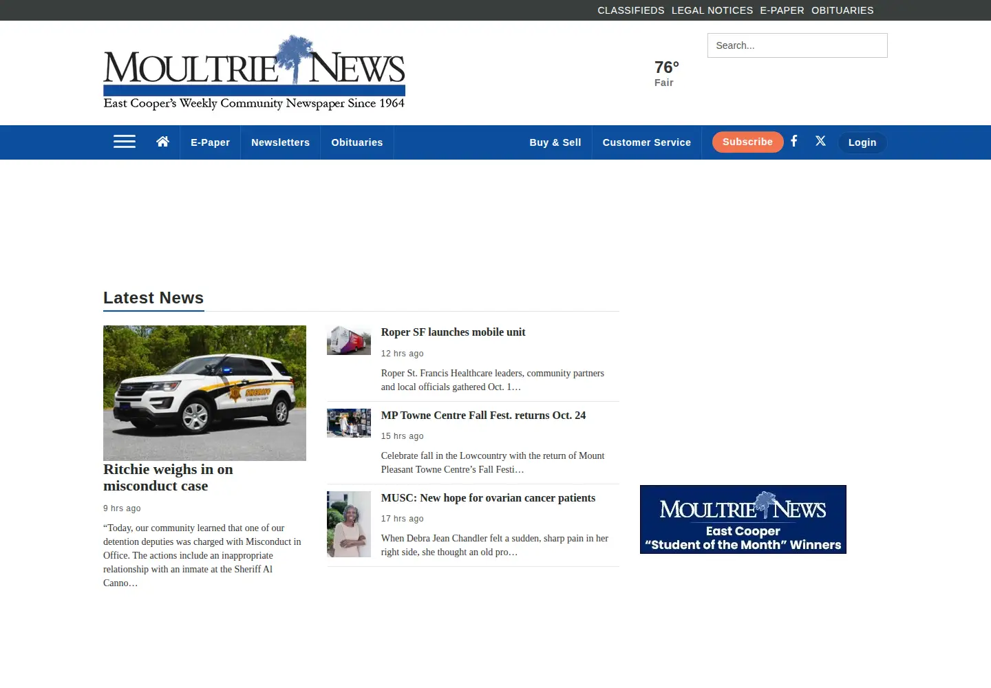 Captured homepage of moultrienews.com in the current scan