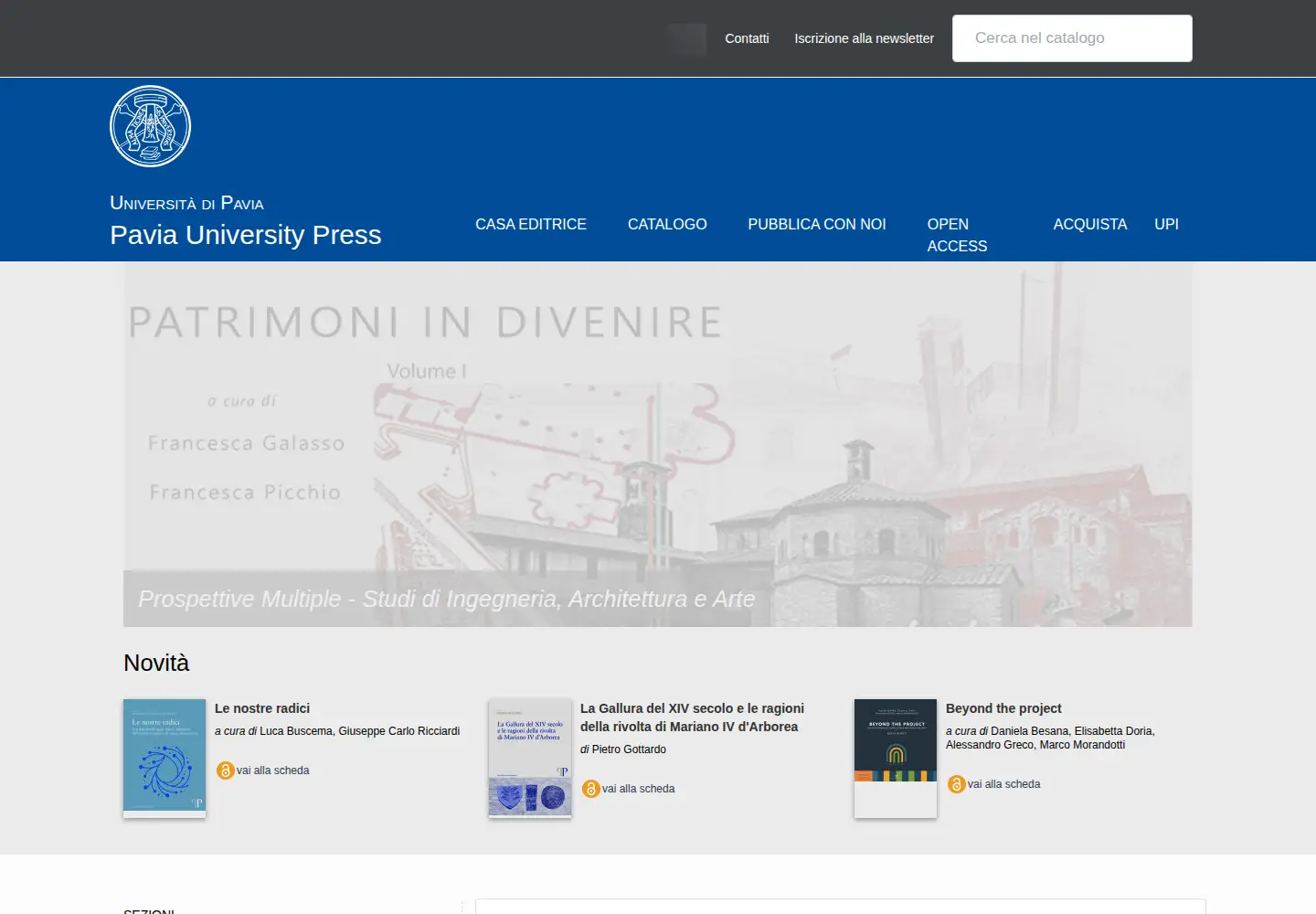 Captured homepage of paviauniversitypress.it in the current scan