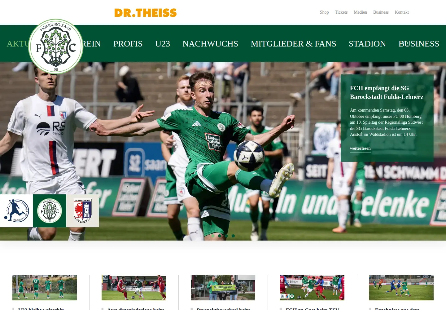 Captured homepage of fc08homburg.de in the current scan