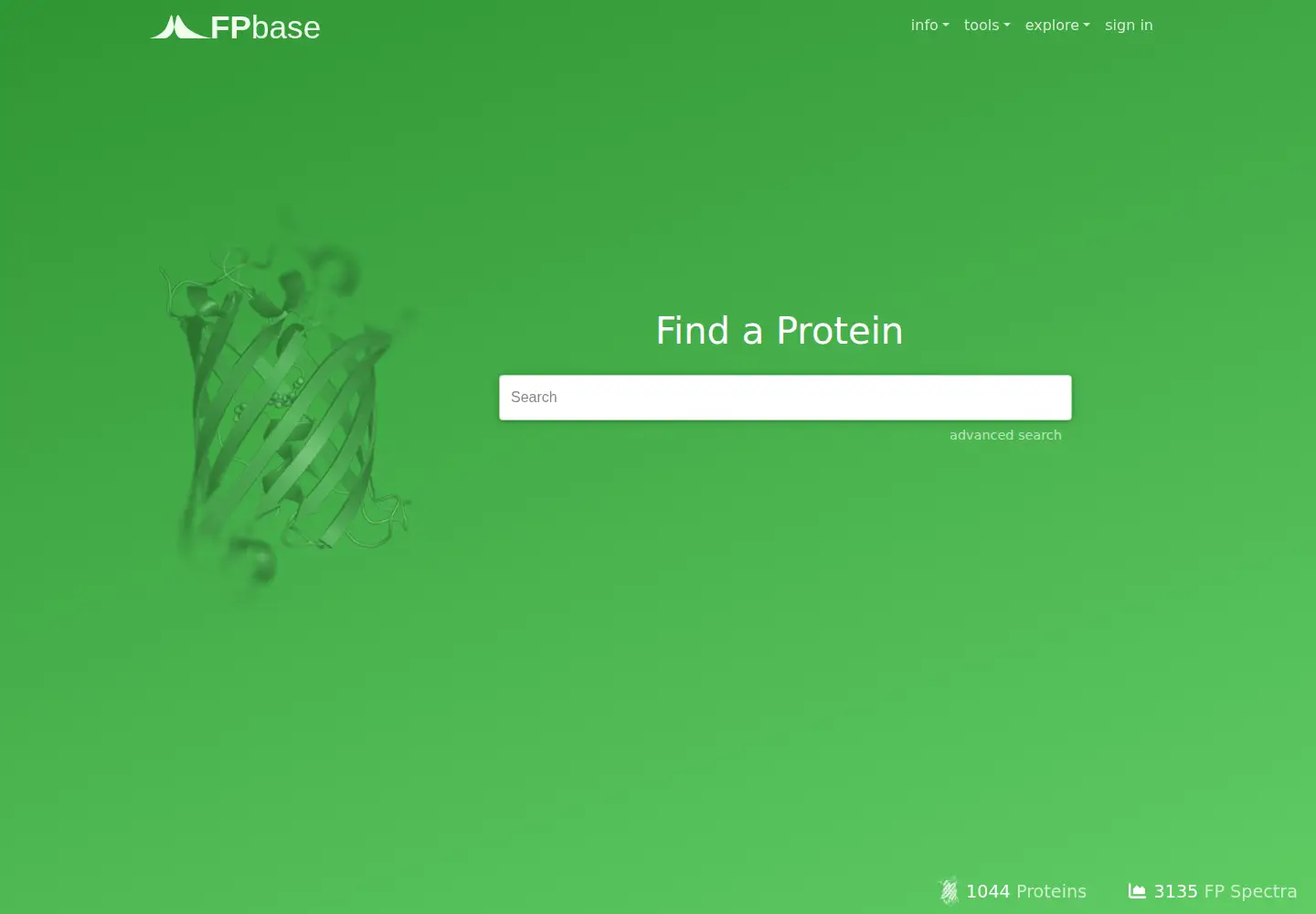 Screenshot of fpbase.org