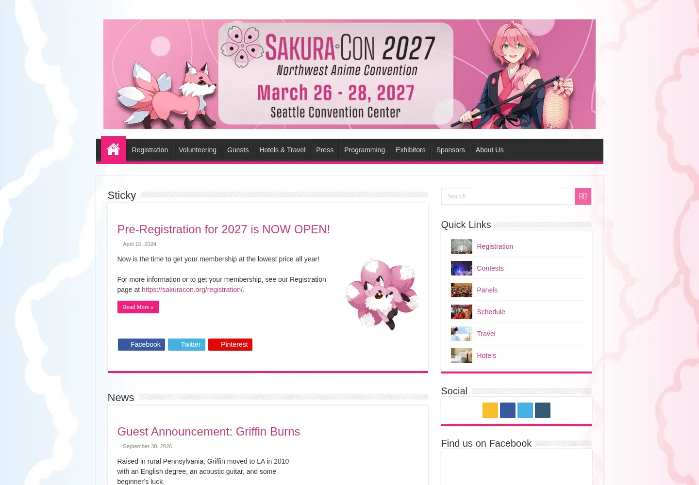 Screenshot of sakuracon.org