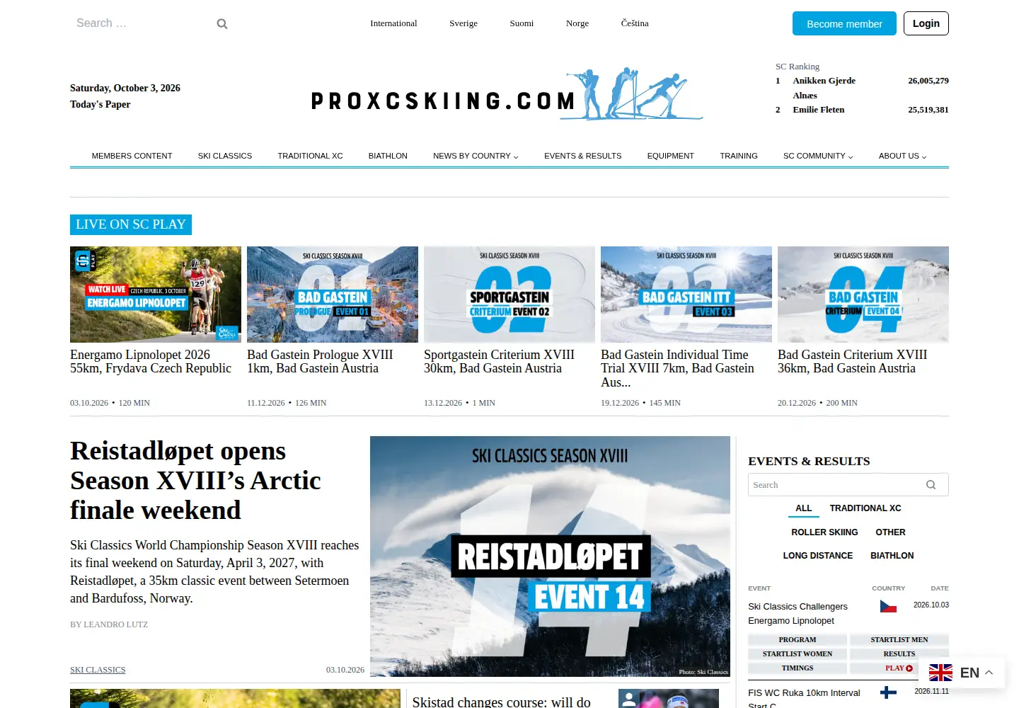 Screenshot of proxcskiing.com