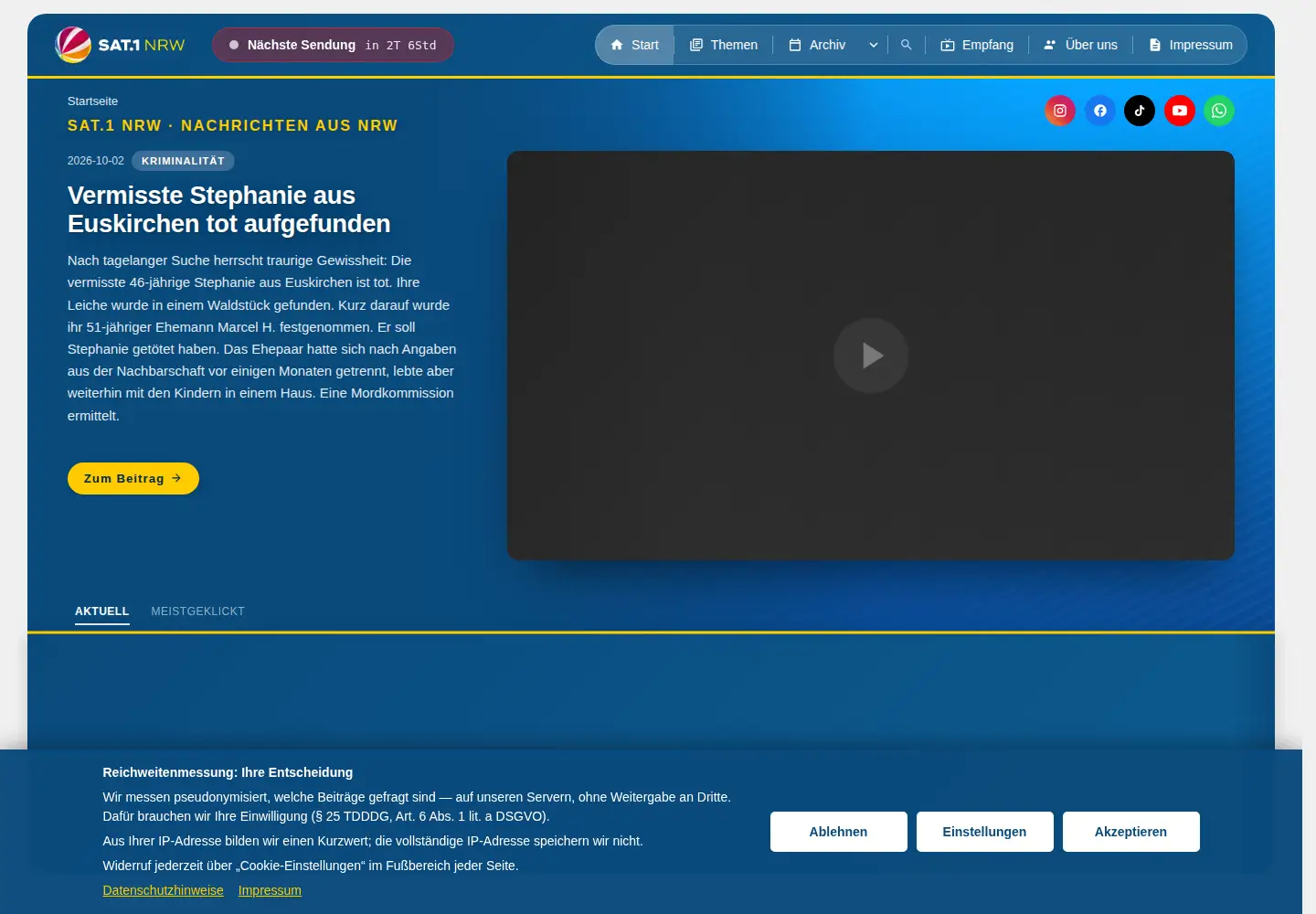 Screenshot of sat1nrw.de