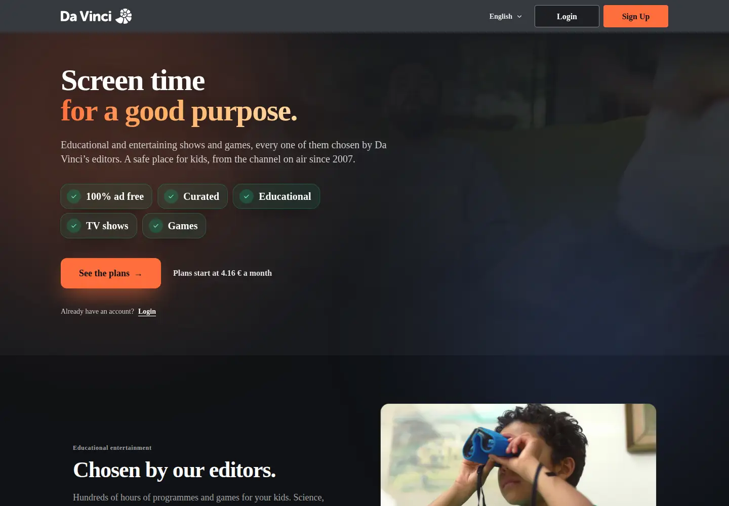 Screenshot of davinci.tv