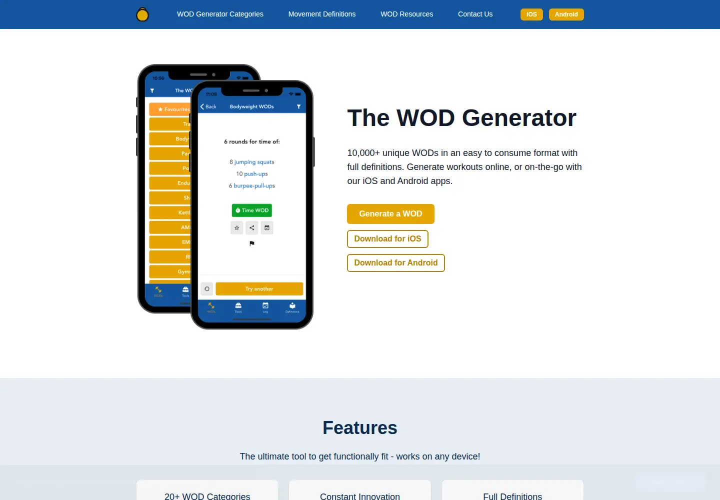 Captured homepage of thewodgenerator.com in the current scan