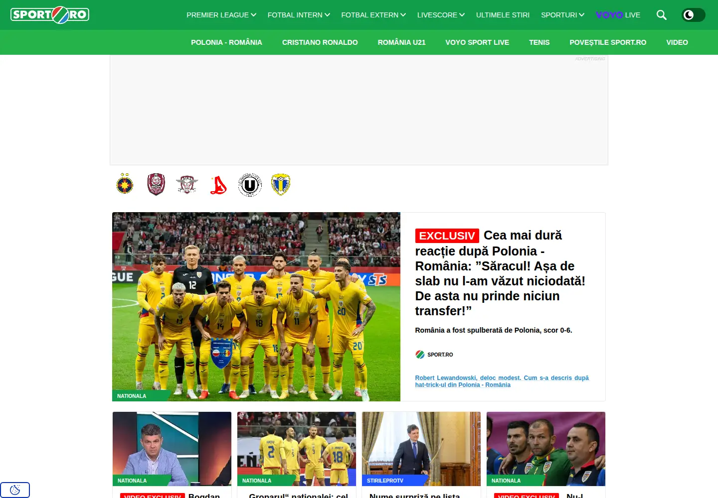 Captured homepage of sport.ro in the current scan