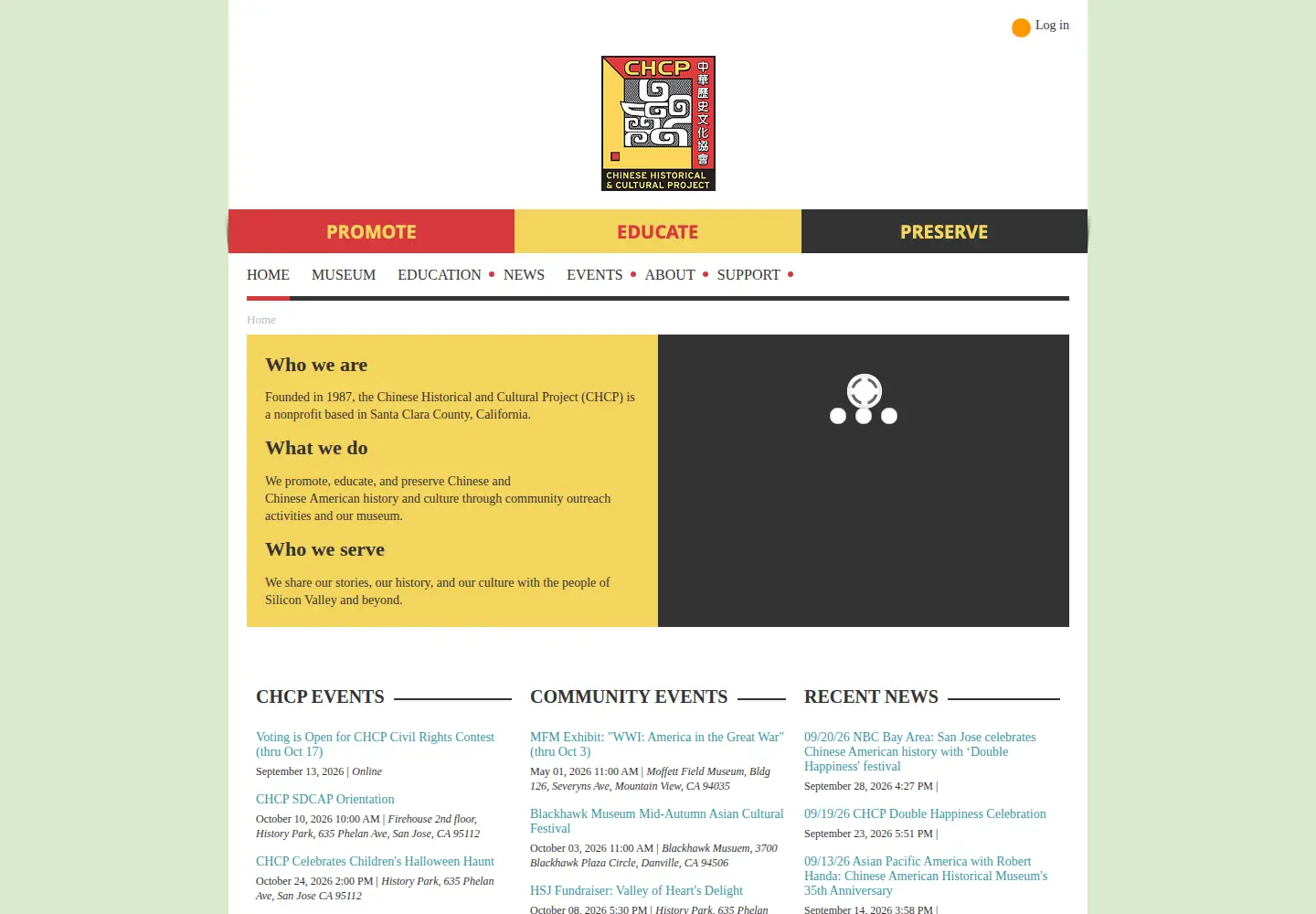 Screenshot of chcp.org