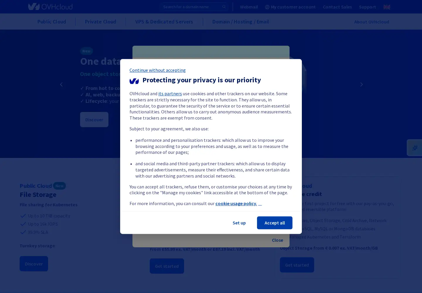Captured homepage of ovh.co.uk in the current scan