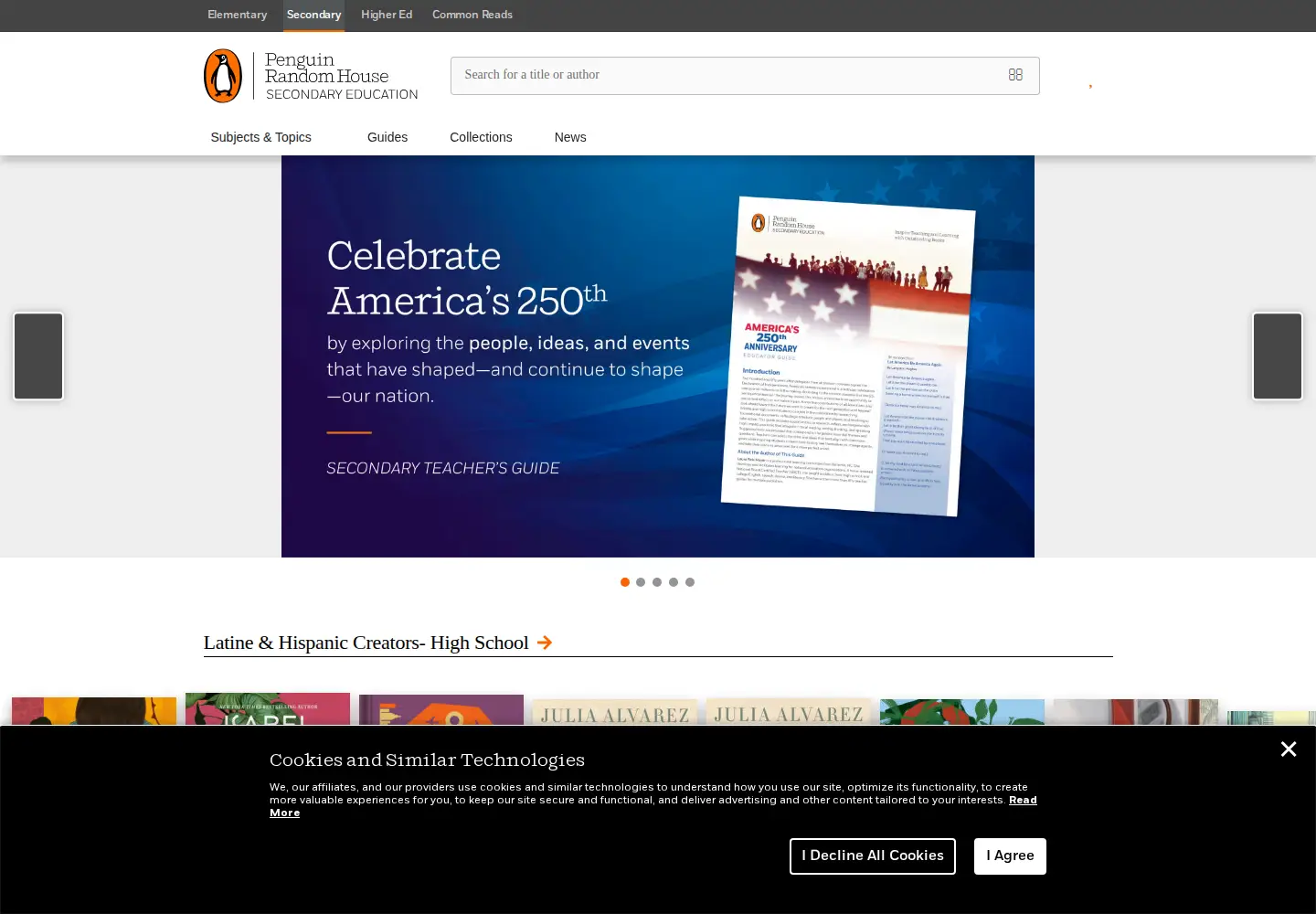 Captured homepage of penguinrandomhousesecondaryeducation.com in the current scan