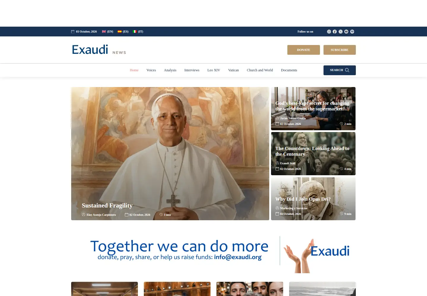 Screenshot of exaudi.org