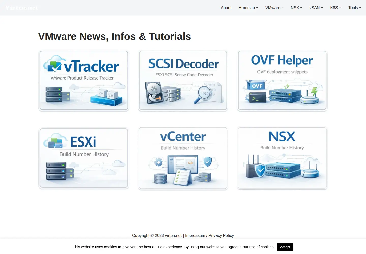 Screenshot of virten.net