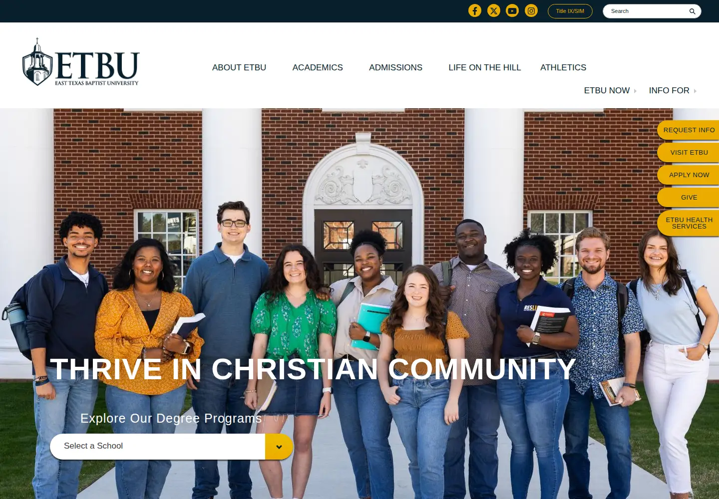 Screenshot of etbu.edu