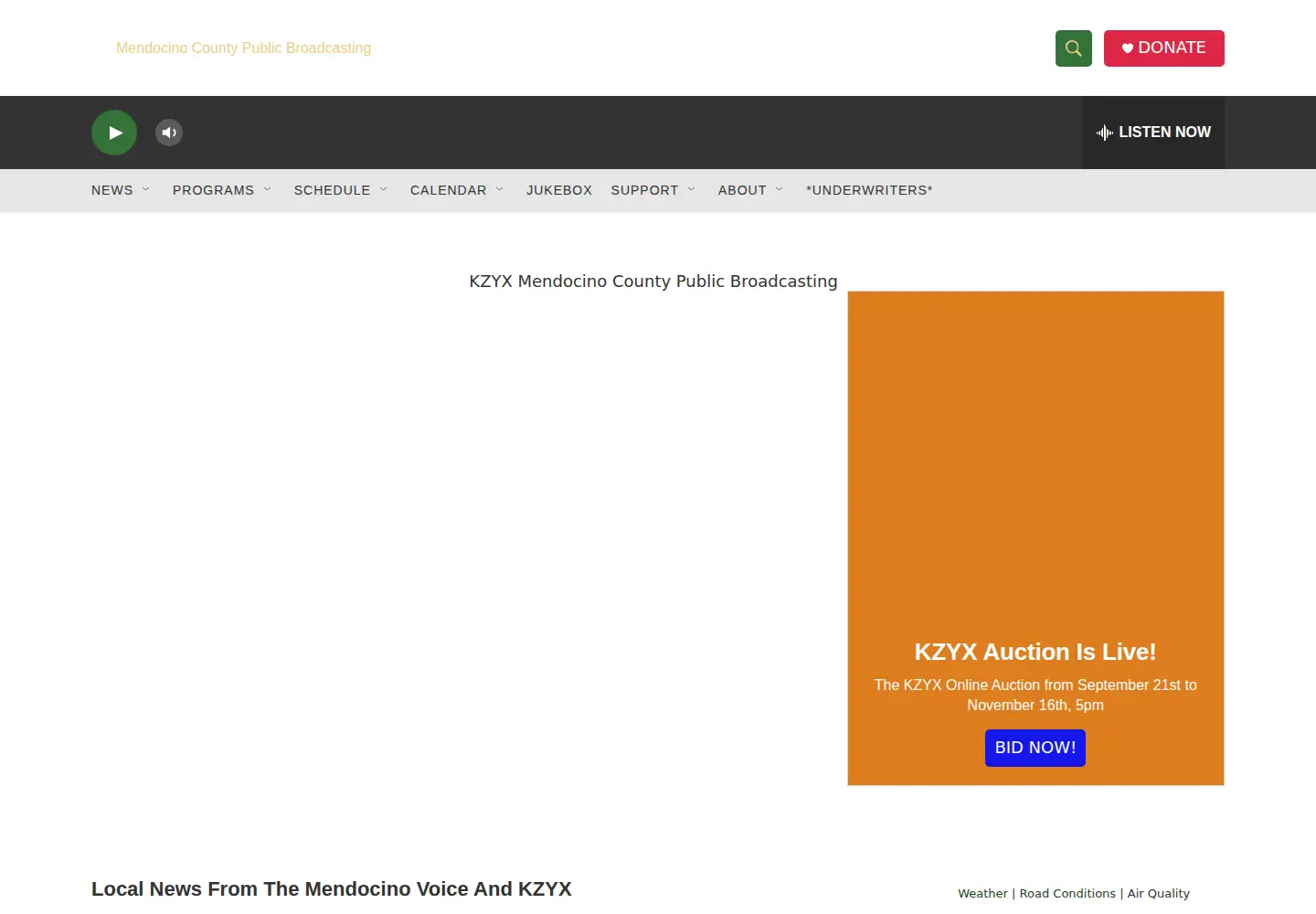 Screenshot of kzyx.org