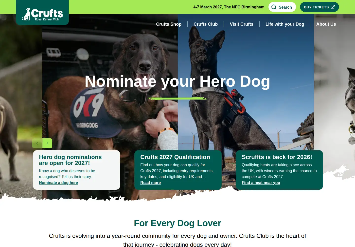 Screenshot of crufts.org.uk