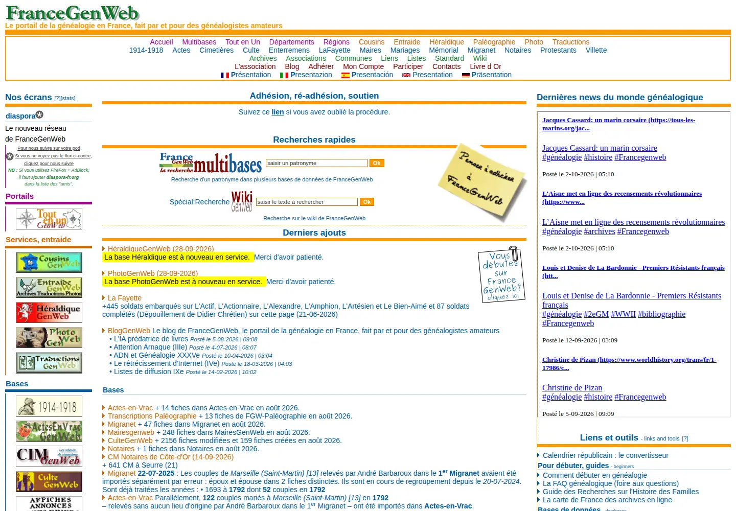 Screenshot of francegenweb.org