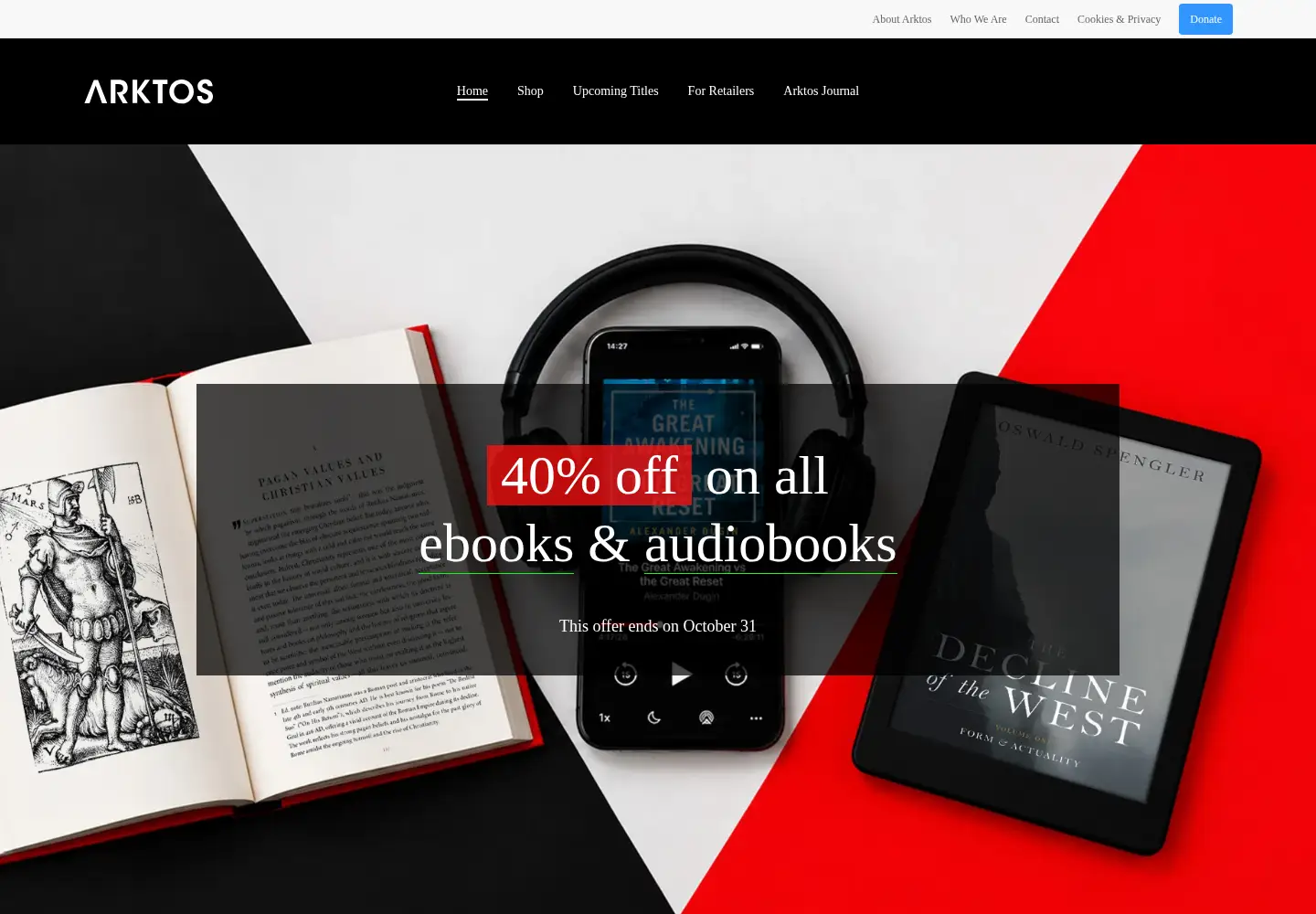 Captured homepage of arktos.com in the current scan