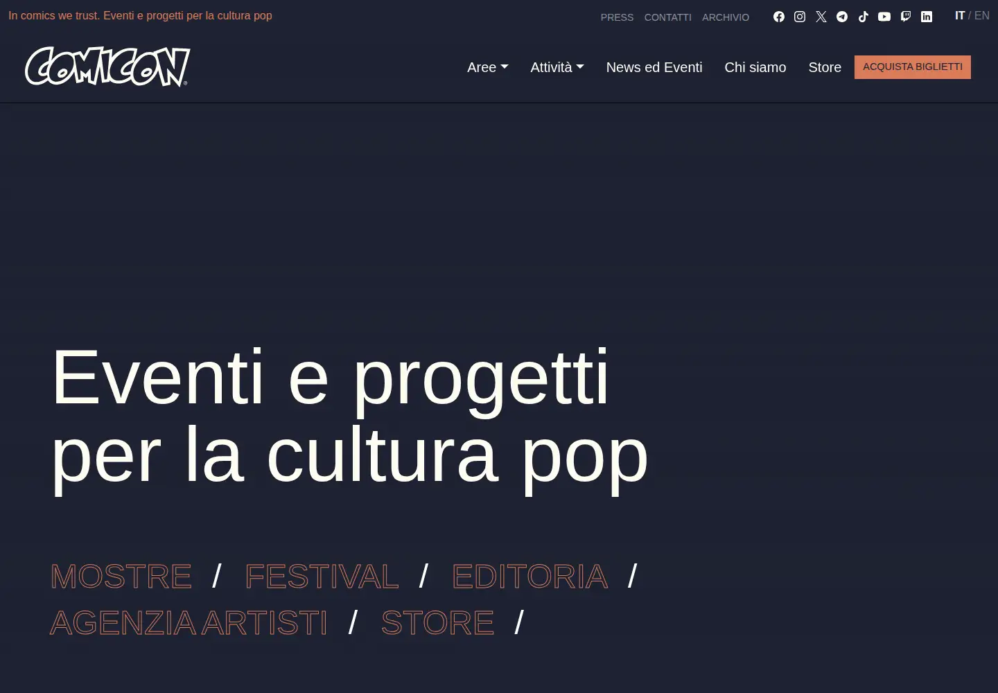 Screenshot of comicon.it