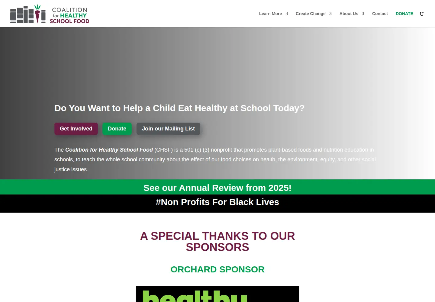 Screenshot of healthyschoolfood.org