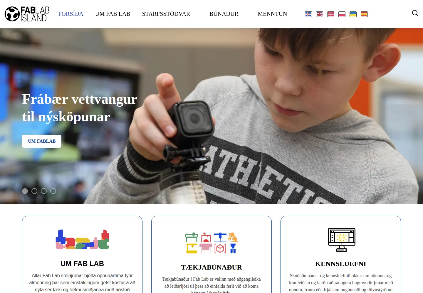 Screenshot of fablab.is