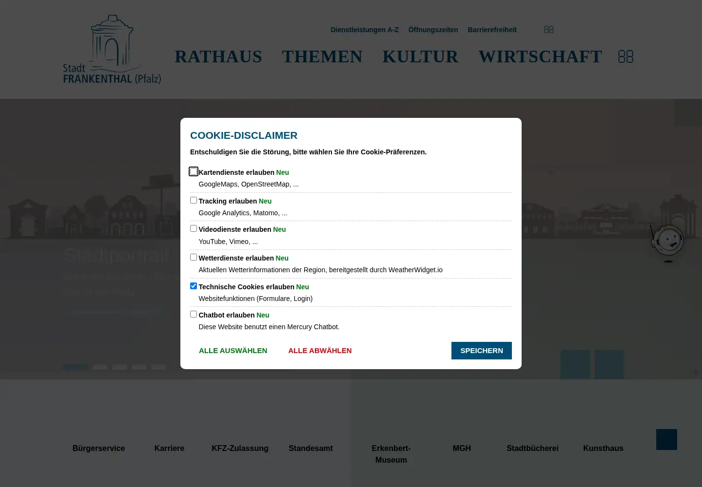 Screenshot of frankenthal.de