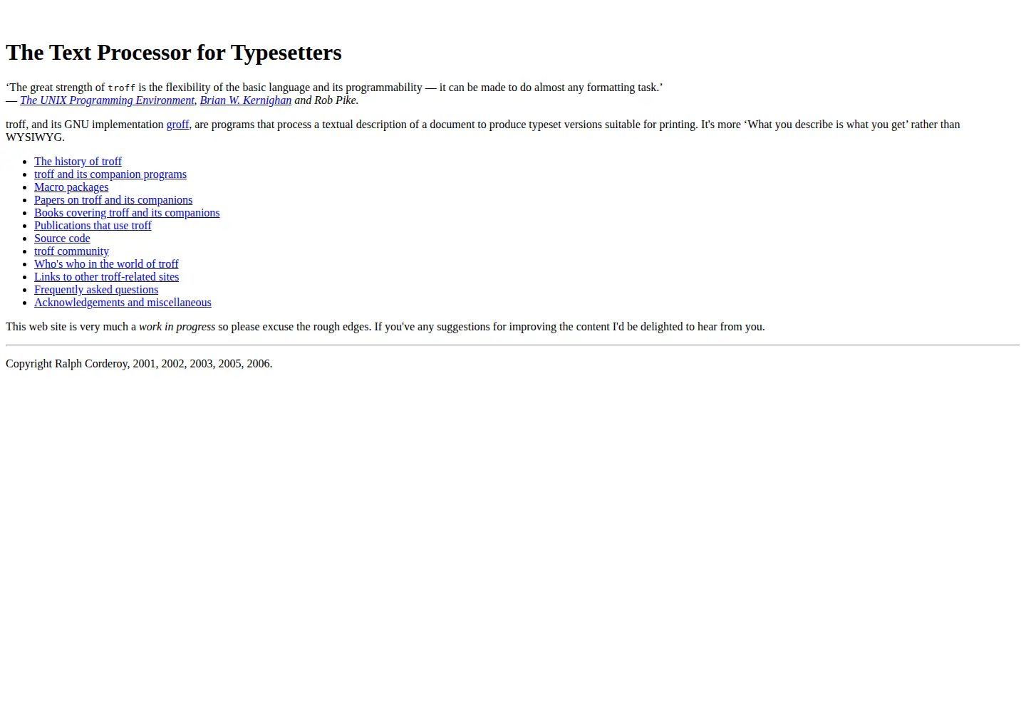 Screenshot of troff.org