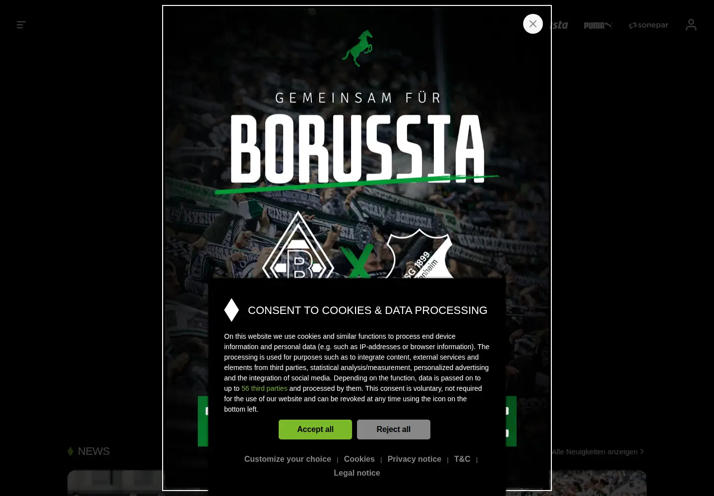 Captured homepage of borussia.de in the current scan