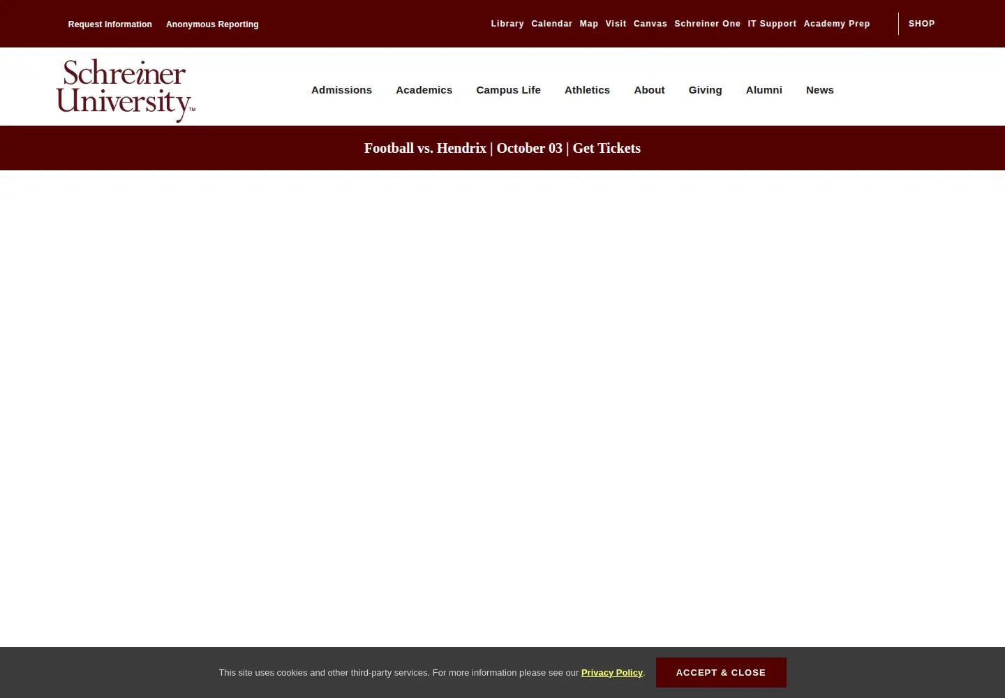 Screenshot of schreiner.edu