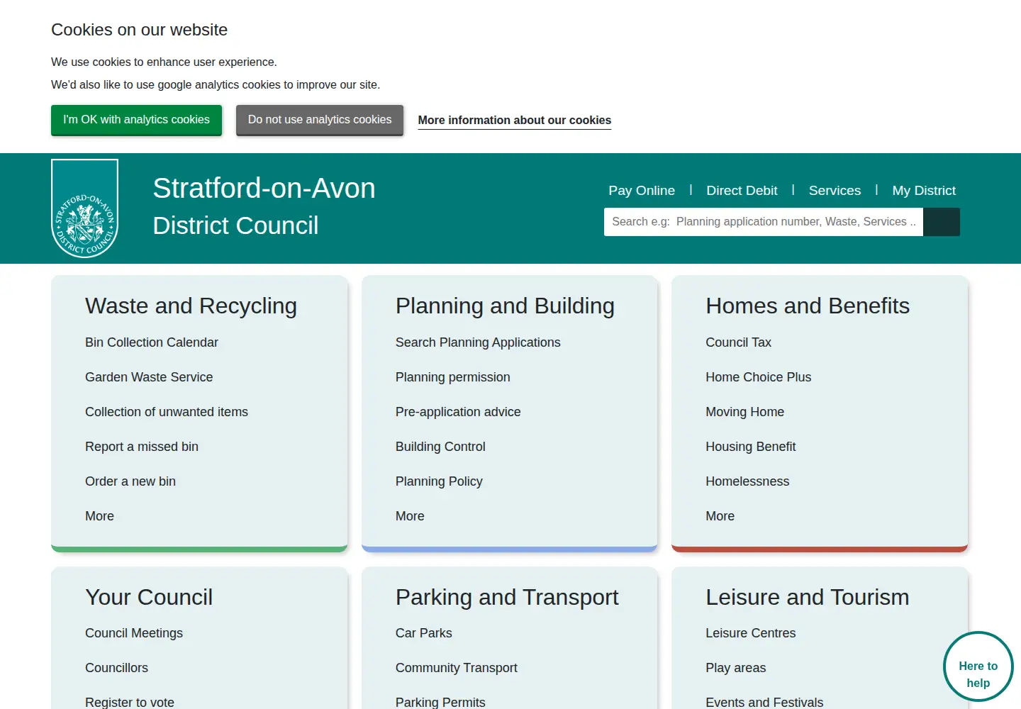 Screenshot of stratford.gov.uk