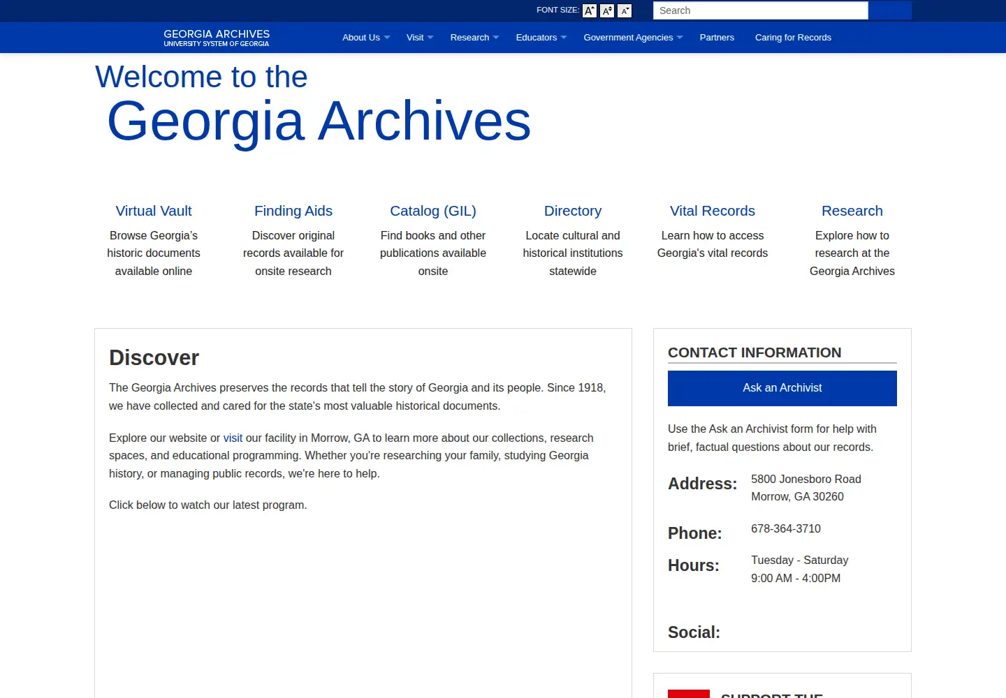 Screenshot of georgiaarchives.org