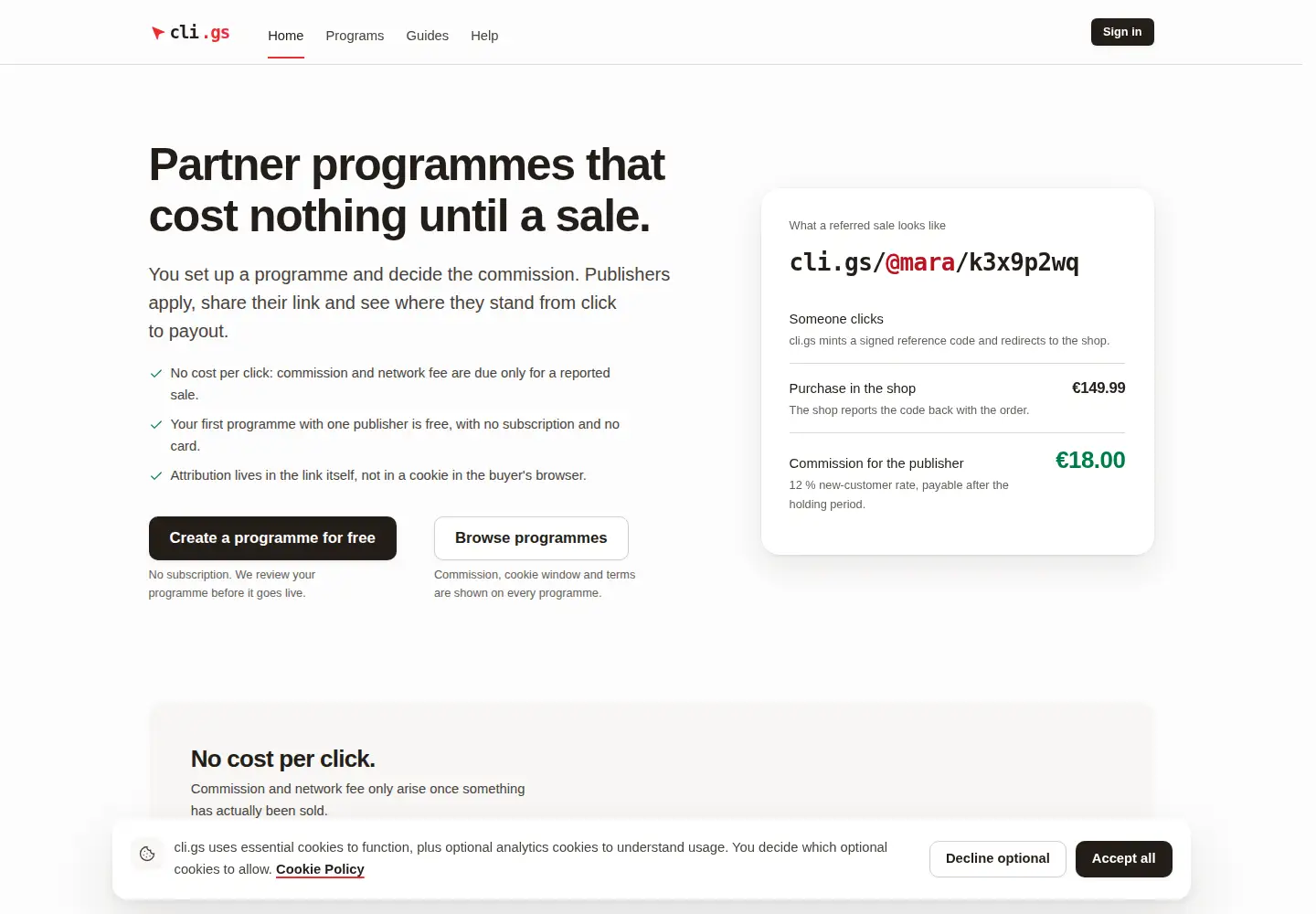 Screenshot of cli.gs