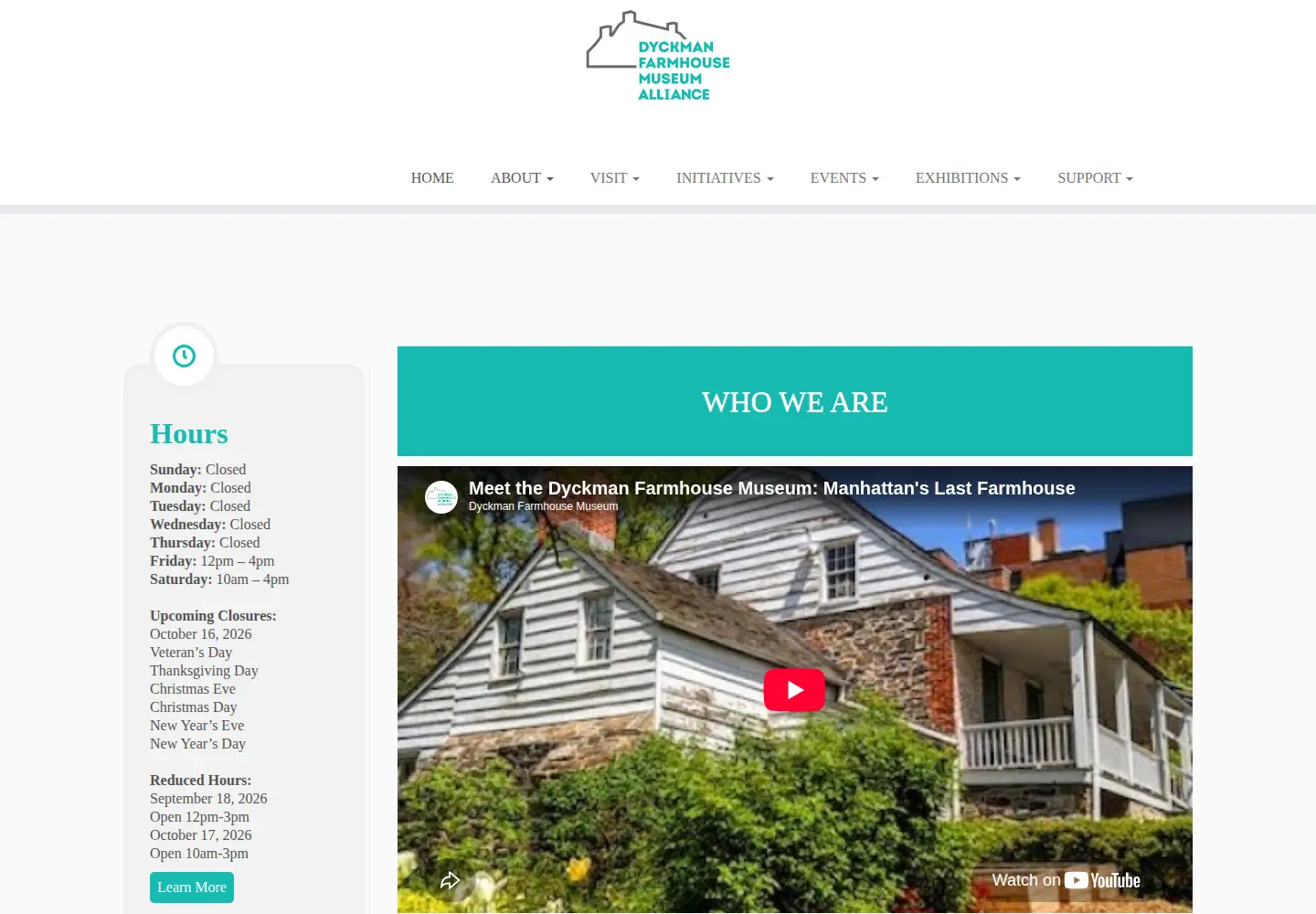 Screenshot of dyckmanfarmhouse.org