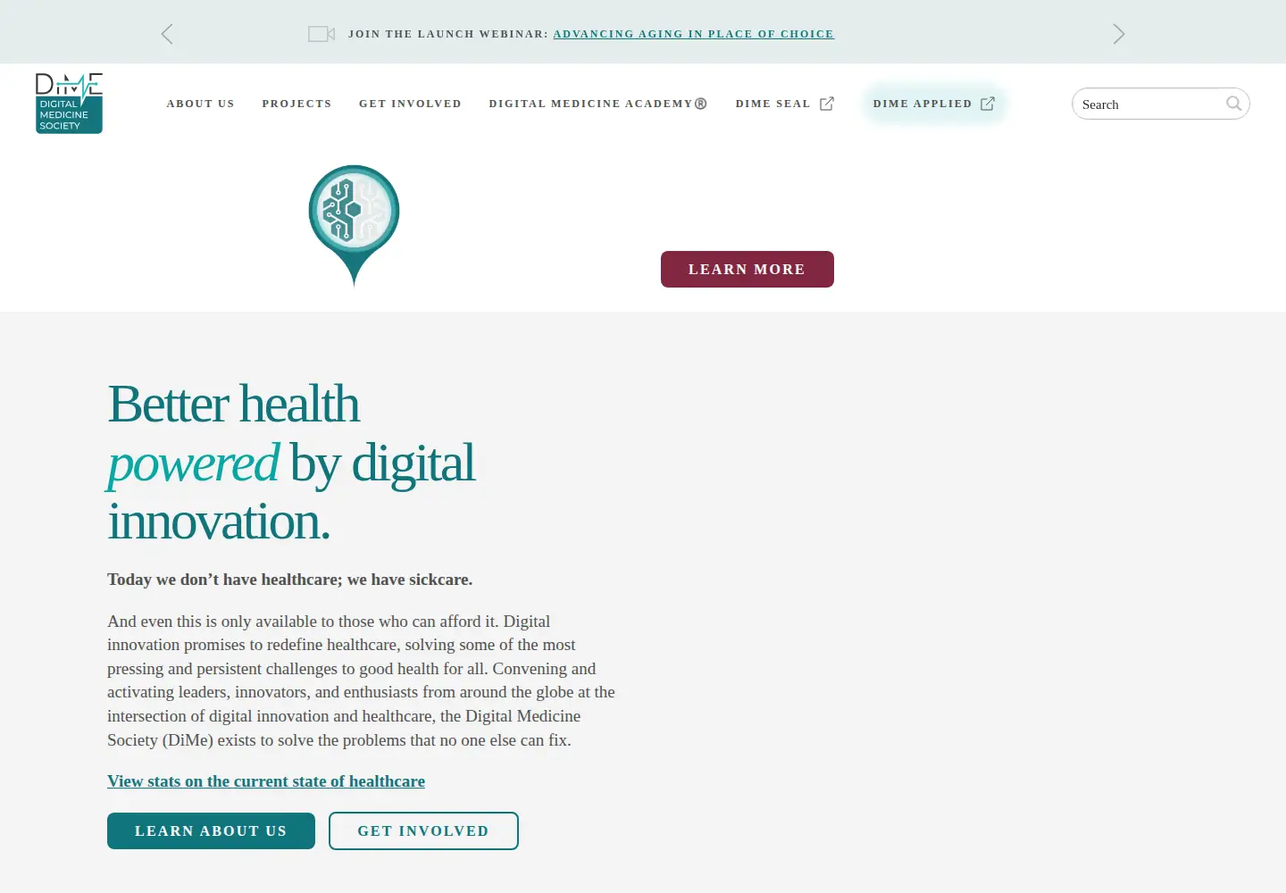 Screenshot of dimesociety.org