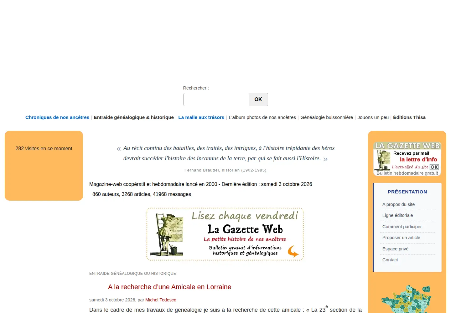 Screenshot of histoire-genealogie.com