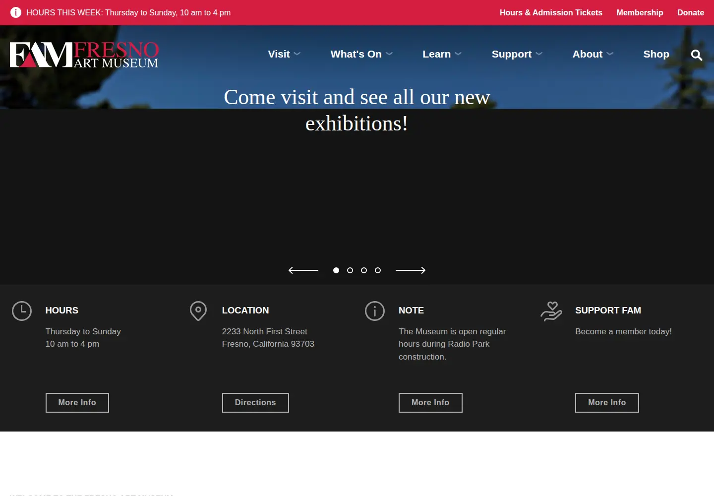 Screenshot of fresnoartmuseum.org