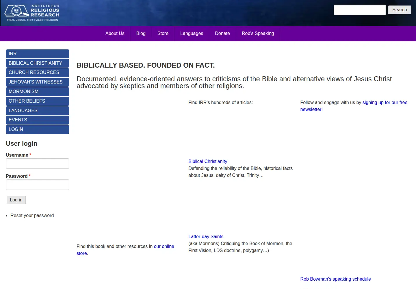Screenshot of irr.org