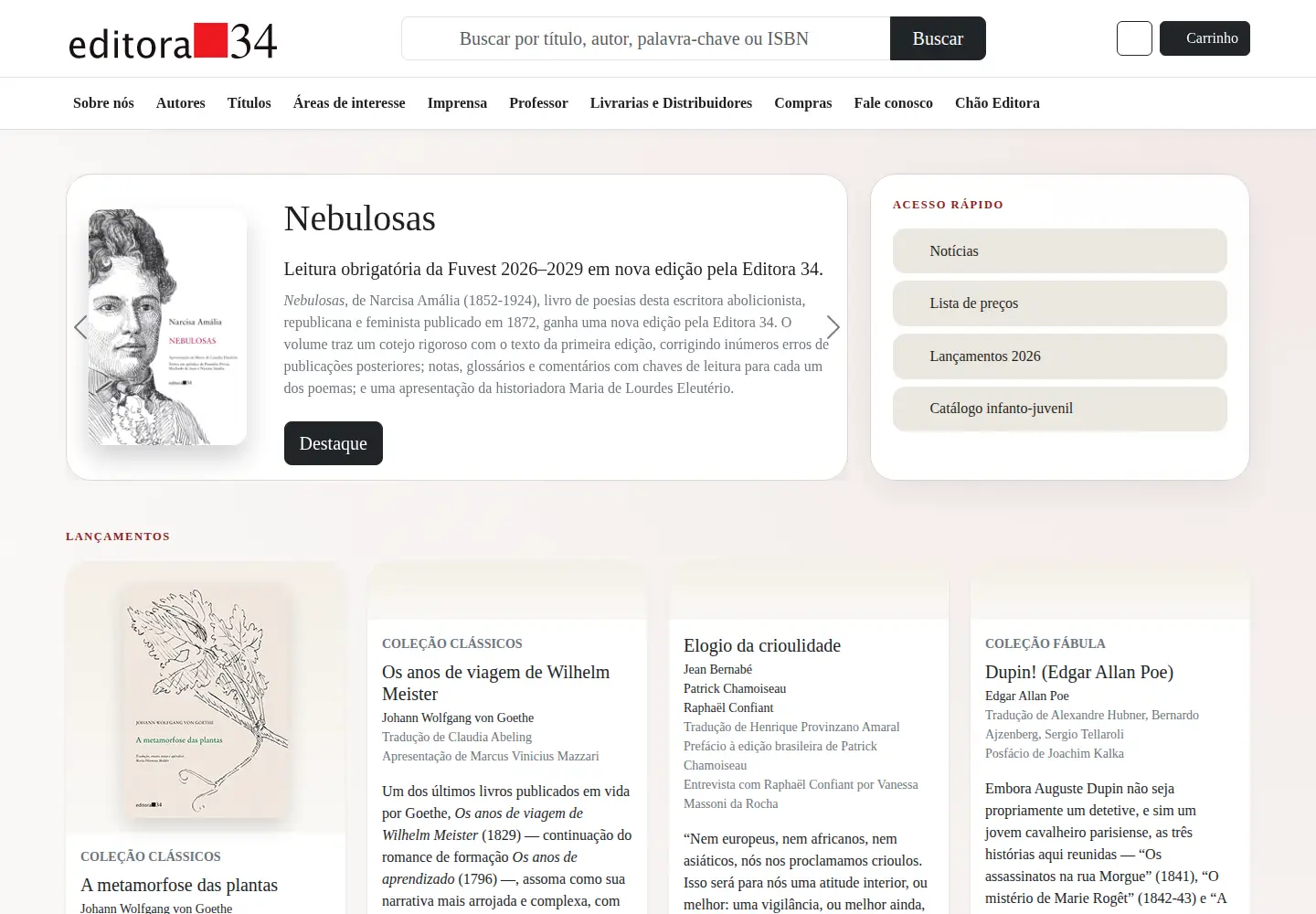 Screenshot of editora34.com.br