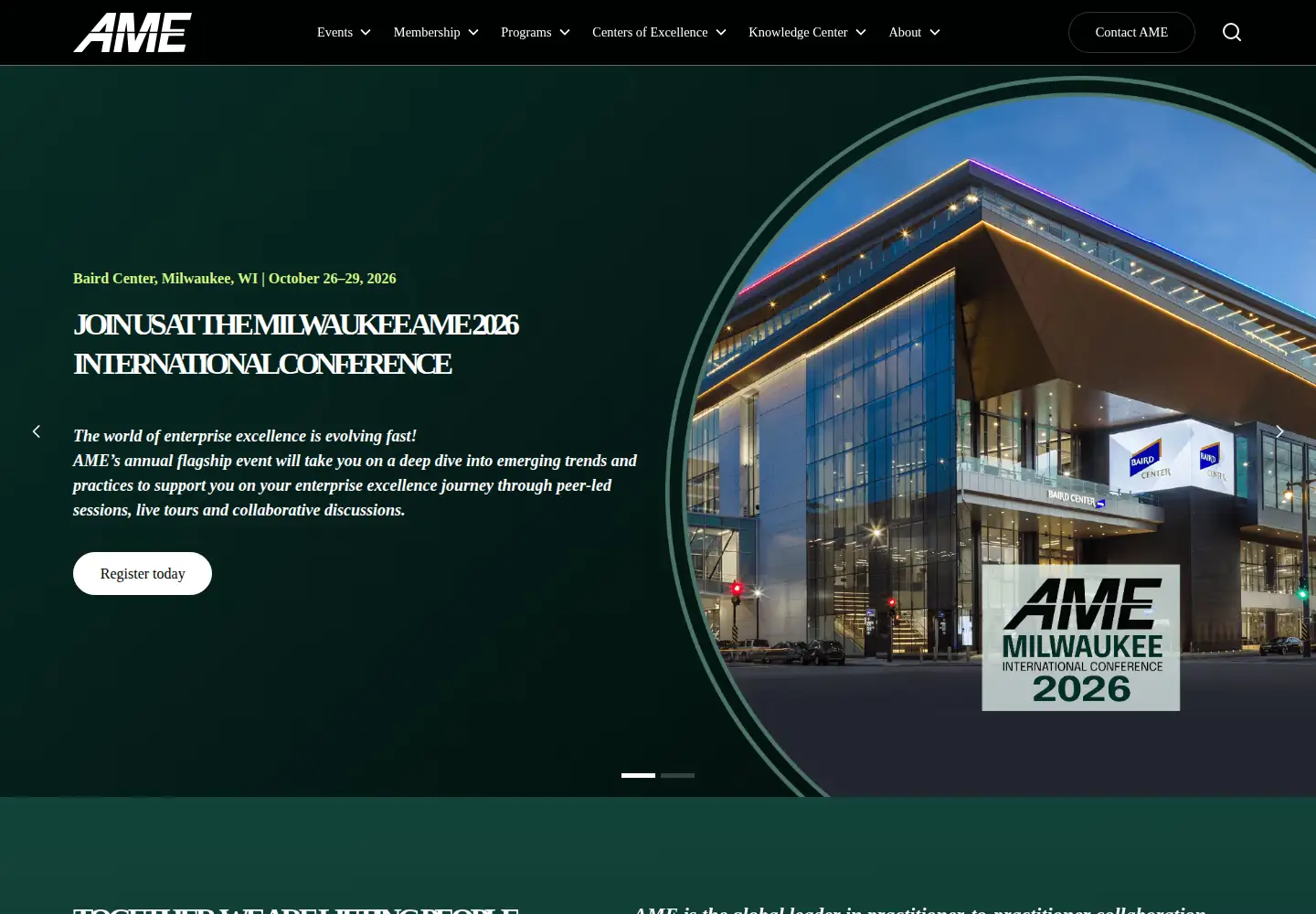 Captured homepage of ame.org in the current scan