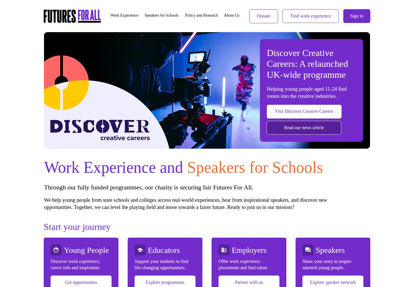 Screenshot of speakersforschools.org