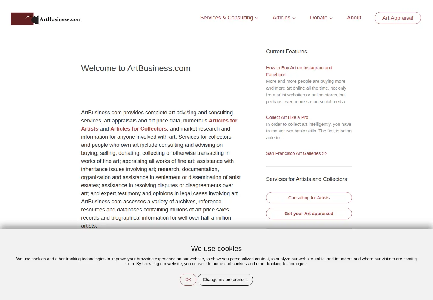 Screenshot of artbusiness.com