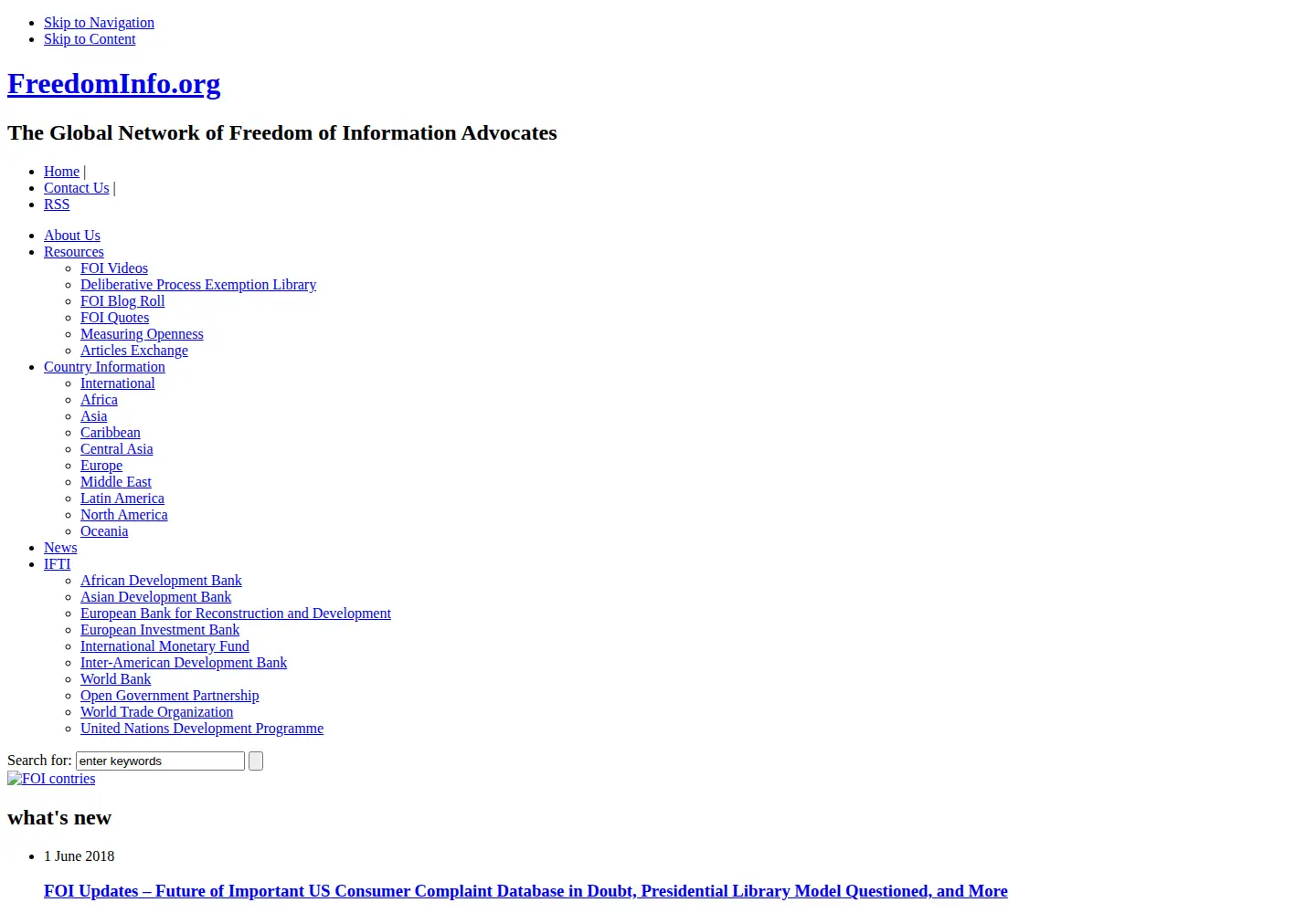 Screenshot of freedominfo.org
